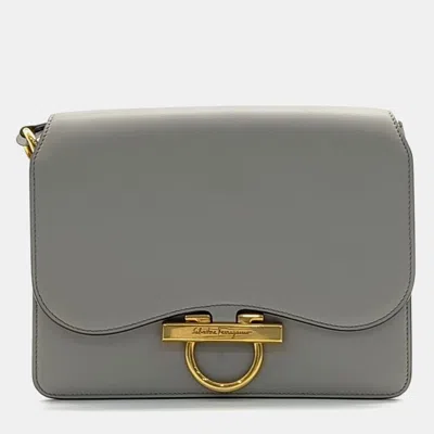 Pre-owned Ferragamo Leather Grey Joan Crossbody Bag In Gray