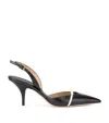 Ferragamo Leather Gylla Slingback Heels 70 In Black