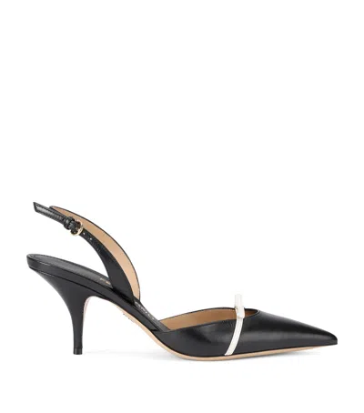 Ferragamo Leather Gylla Slingback Heels 70 In Black