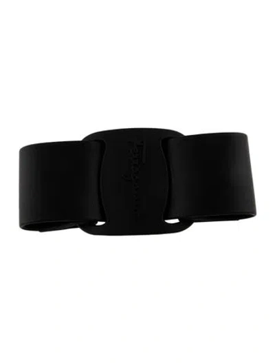 Pre-owned Ferragamo Leather Hair Clip In Black