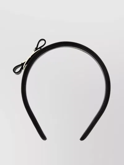 Ferragamo Leather Hairband With Bow Detail And Metallic Accent