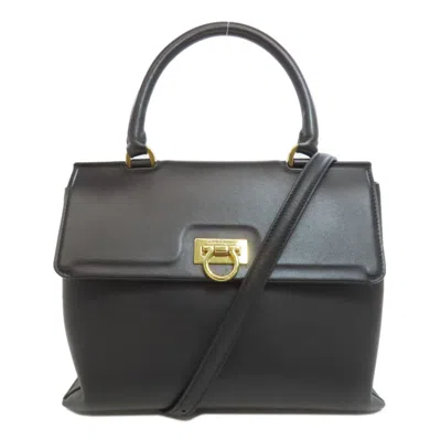 Pre-owned Ferragamo Leather Handbag () In Black