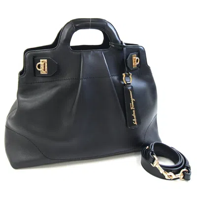 Pre-owned Ferragamo Leather Handbag () In Black
