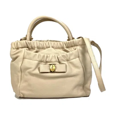 Pre-owned Ferragamo Leather Handbag () In Beige