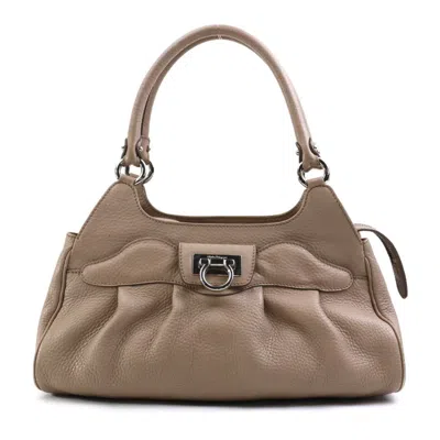Pre-owned Ferragamo Leather Handbag () In Beige