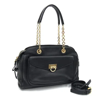 Pre-owned Ferragamo Leather Handbag () In Black