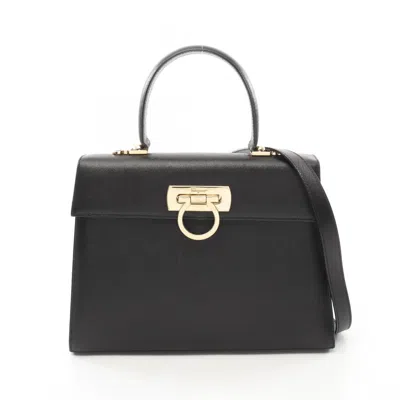 Pre-owned Ferragamo Leather Handbag () In Black