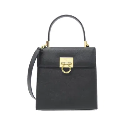 Pre-owned Ferragamo Leather Handbag () In Black