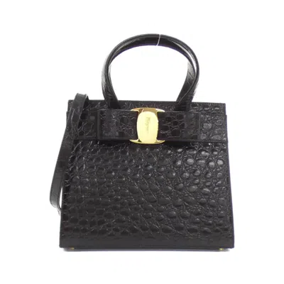 Pre-owned Ferragamo Leather Handbag () In Black