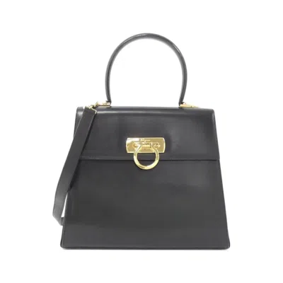 Pre-owned Ferragamo Leather Handbag () In Black