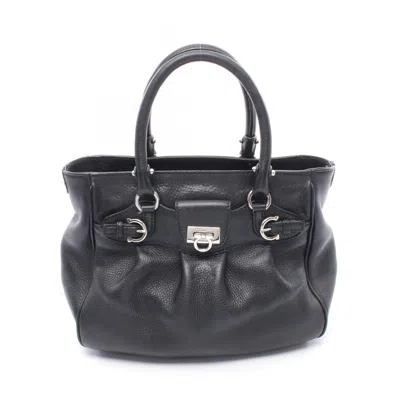 Pre-owned Ferragamo Leather Handbag () In Black