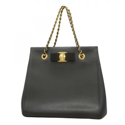 Pre-owned Ferragamo Leather Handbag () In Black