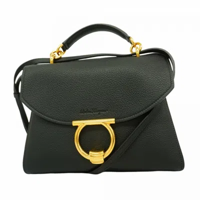 Pre-owned Ferragamo Leather Handbag () In Black
