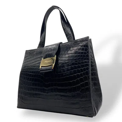 Pre-owned Ferragamo Leather Handbag () In Black