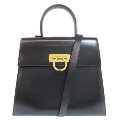 Pre-owned Ferragamo Leather Handbag () In Black