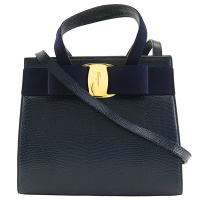 Pre-owned Ferragamo Leather Handbag () In Blue