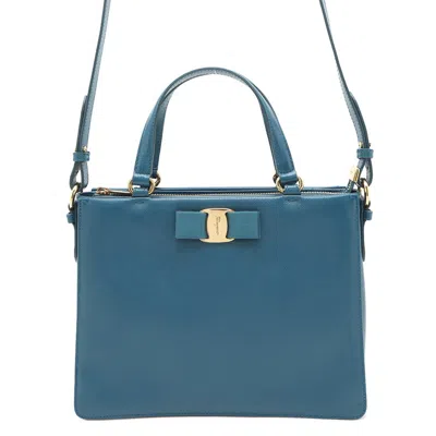 Pre-owned Ferragamo Leather Handbag () In Blue