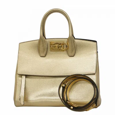 Pre-owned Ferragamo Leather Handbag () In Gold