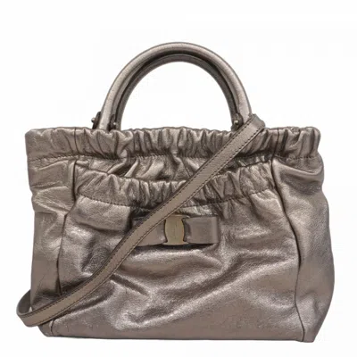 Pre-owned Ferragamo Leather Handbag () In Gray