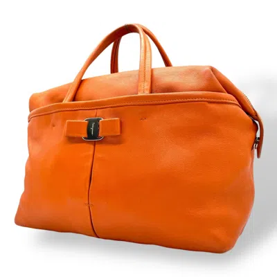 Pre-owned Ferragamo Leather Handbag () In Orange