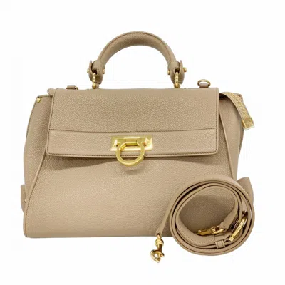 Pre-owned Ferragamo Leather Handbag () In Sand