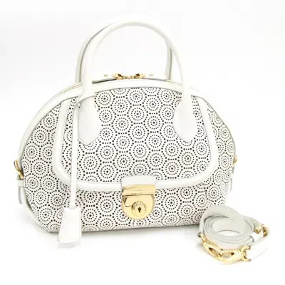 Pre-owned Ferragamo Leather Handbag () In White