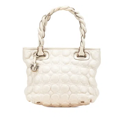 Pre-owned Ferragamo Leather Handbag () In White