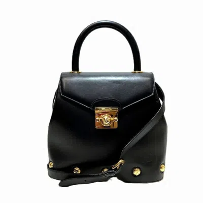 Pre-owned Ferragamo Leather Handbag Shoulder Bag () In Black