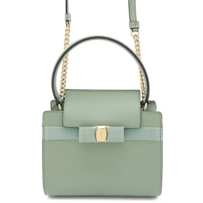 Pre-owned Ferragamo Leather Handbag Shoulder Bag () In Green