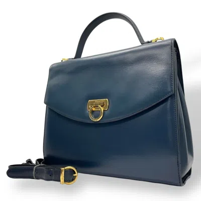 Pre-owned Ferragamo Leather Handbag Shoulder Bag () In Blue