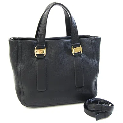 Pre-owned Ferragamo Leather Handbag Shoulder Bag () In Black