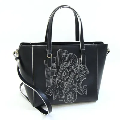 Pre-owned Ferragamo Leather Handbag Shoulder Bag () In Black