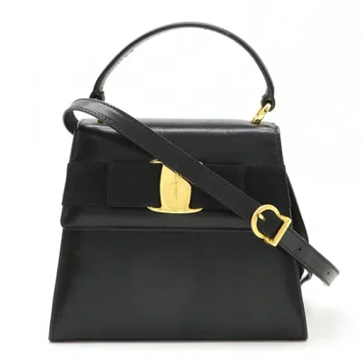 Pre-owned Ferragamo Leather Handbag Shoulder Bag () In Black