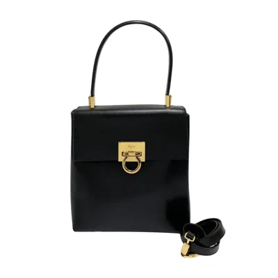 Pre-owned Ferragamo Leather Handbag Shoulder Bag () In Black