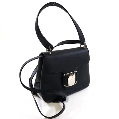 Pre-owned Ferragamo Leather Handbag Shoulder Bag () In Black