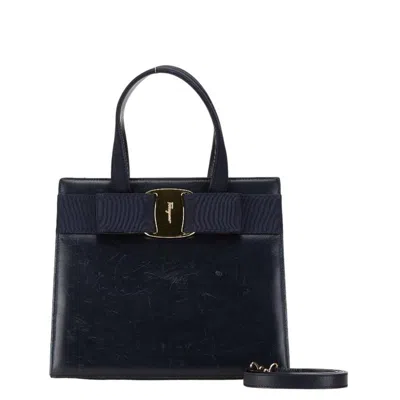 Pre-owned Ferragamo Leather Handbag Shoulder Bag () In Black