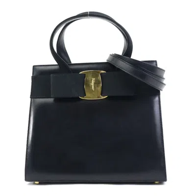 Pre-owned Ferragamo Leather Handbag Shoulder Bag () In Black
