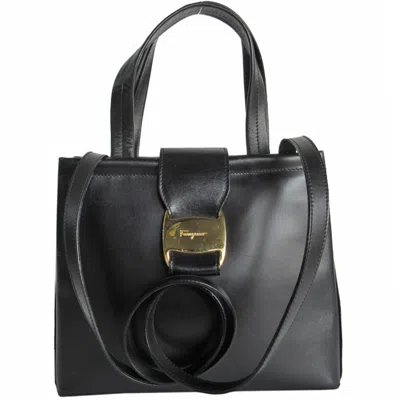 Pre-owned Ferragamo Leather Handbag Shoulder Bag () In Black