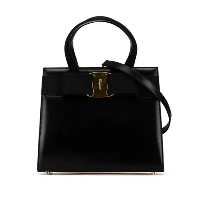 Pre-owned Ferragamo Leather Handbag Shoulder Bag () In Black