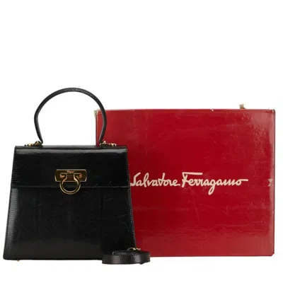 Pre-owned Ferragamo Leather Handbag Shoulder Bag () In Black