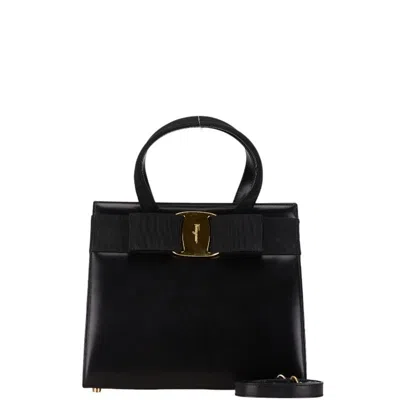 Pre-owned Ferragamo Leather Handbag Shoulder Bag () In Black