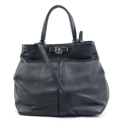 Pre-owned Ferragamo Leather Handbag Shoulder Bag () In Black