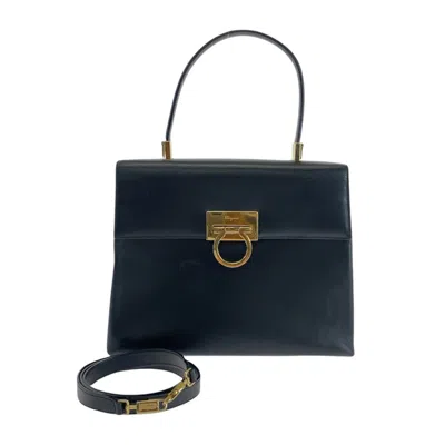 Pre-owned Ferragamo Leather Handbag Shoulder Bag () In Black