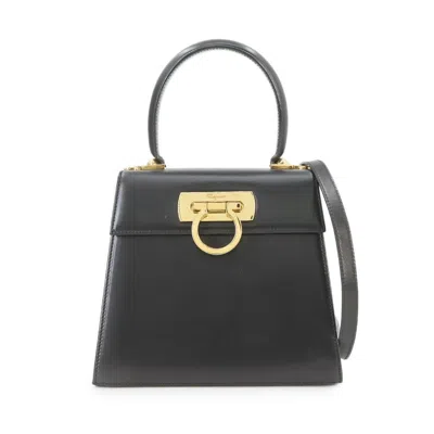 Pre-owned Ferragamo Leather Handbag Shoulder Bag () In Black