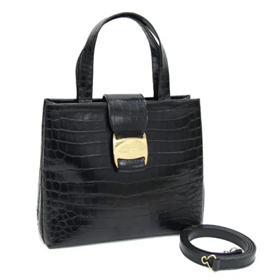 Pre-owned Ferragamo Leather Handbag Shoulder Bag () In Black