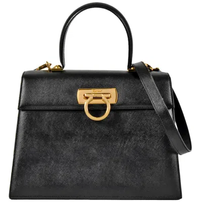 Pre-owned Ferragamo Leather Handbag Shoulder Bag () In Black