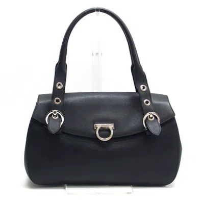Pre-owned Ferragamo Leather Handbag Shoulder Bag () In Black