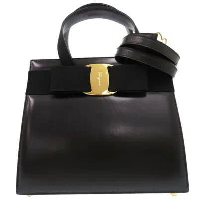 Pre-owned Ferragamo Leather Handbag Shoulder Bag () In Black
