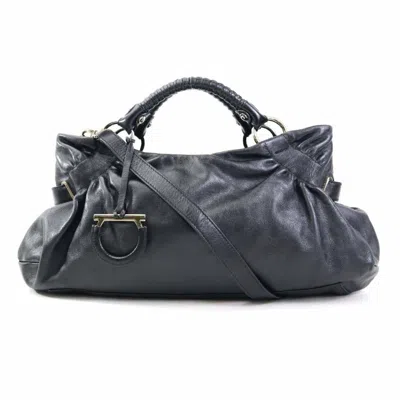 Pre-owned Ferragamo Leather Handbag Shoulder Bag () In Black