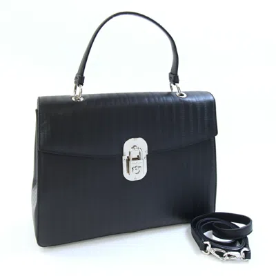 Pre-owned Ferragamo Leather Handbag Shoulder Bag () In Black
